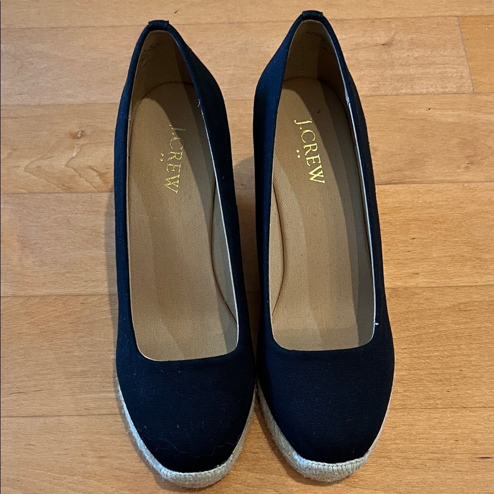J. Crew Black Espadrille Wedges. Brand new. Never worn size 6